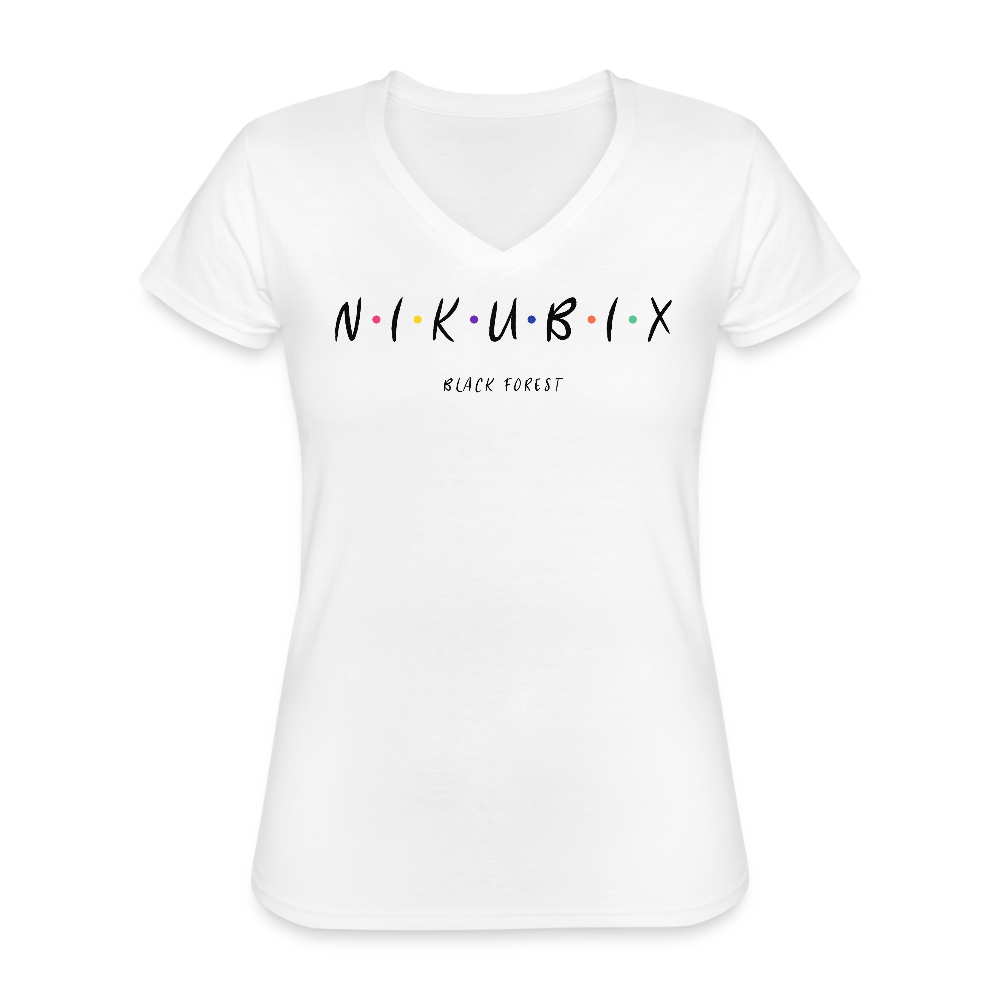 Klassisches Frauen-T-Shirt mit V-Ausschnitt - Weiß