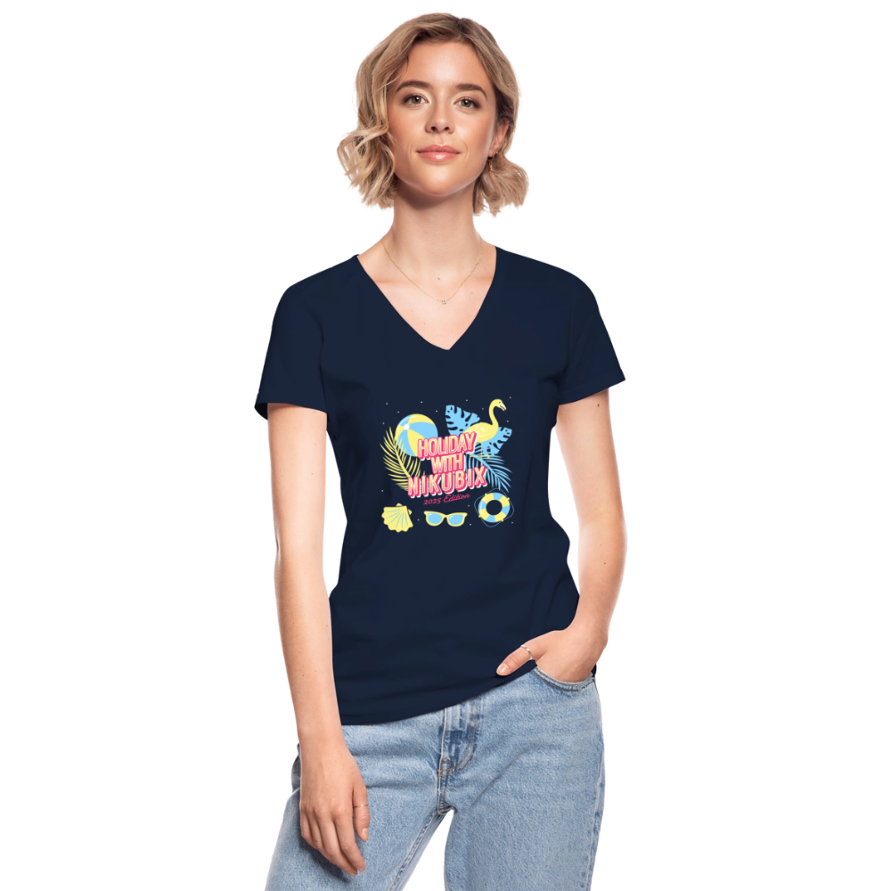 Klassisches Frauen-T-Shirt mit V-Ausschnitt - Navy
