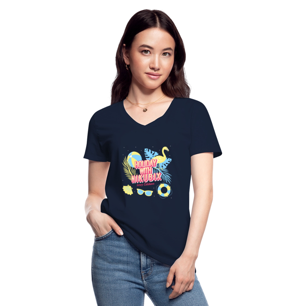 Klassisches Frauen-T-Shirt mit V-Ausschnitt - Navy