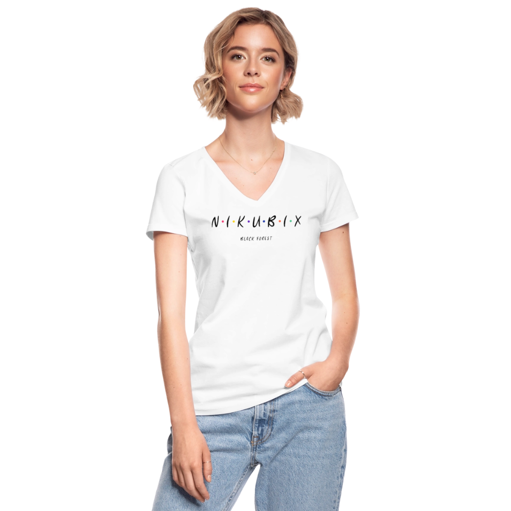 Klassisches Frauen-T-Shirt mit V-Ausschnitt - Weiß