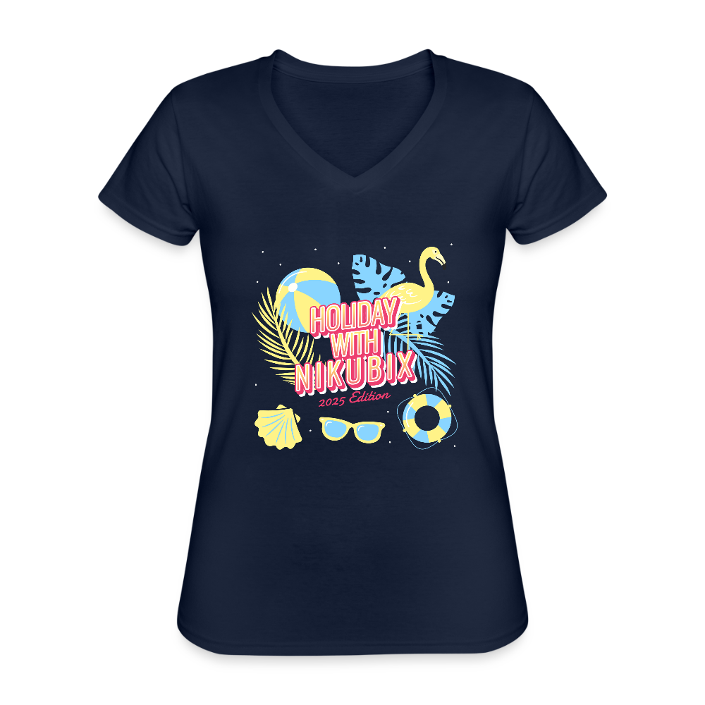 Klassisches Frauen-T-Shirt mit V-Ausschnitt - Navy
