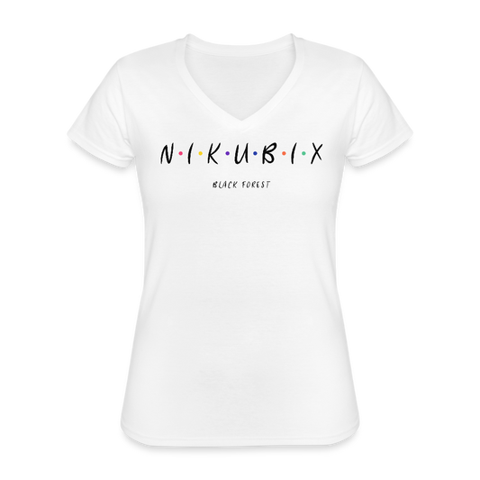 Klassisches Frauen-T-Shirt mit V-Ausschnitt - Weiß
