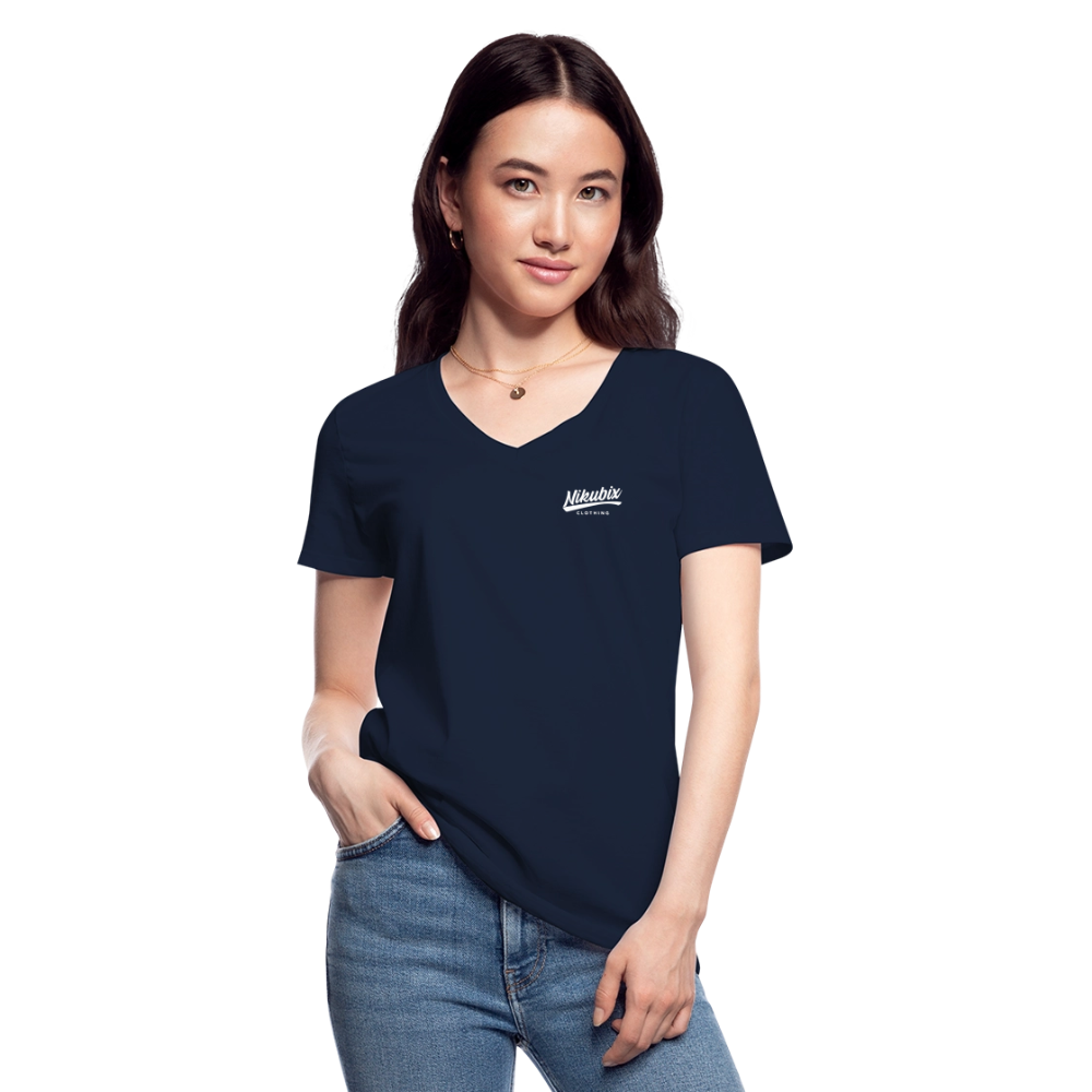 Klassisches Frauen-T-Shirt mit V-Ausschnitt - Navy