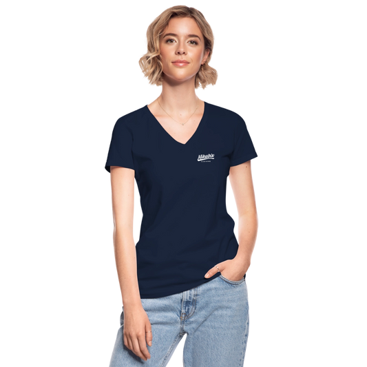Klassisches Frauen-T-Shirt mit V-Ausschnitt - Navy