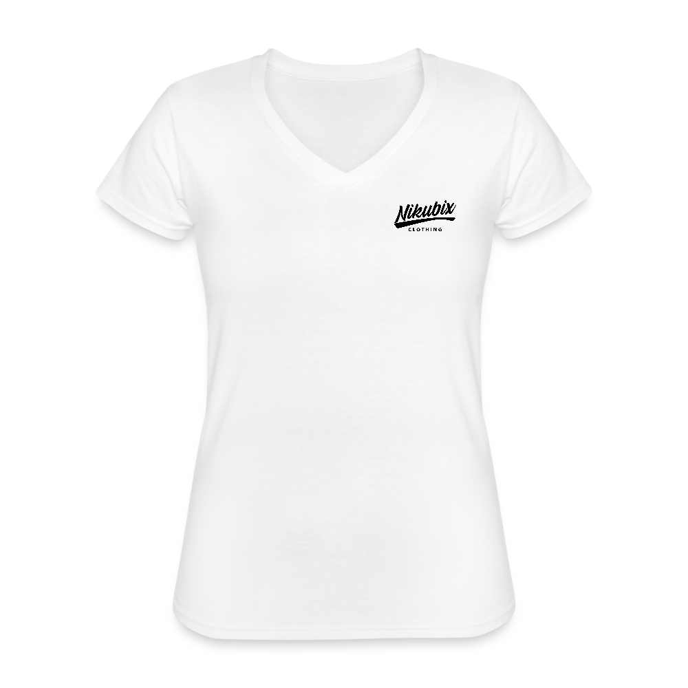 Klassisches Frauen-T-Shirt mit V-Ausschnitt - Weiß