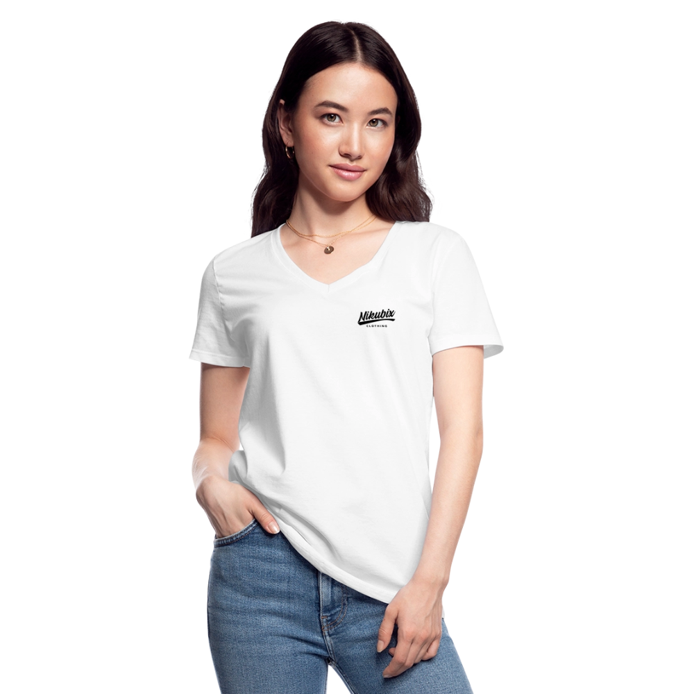 Klassisches Frauen-T-Shirt mit V-Ausschnitt - Weiß